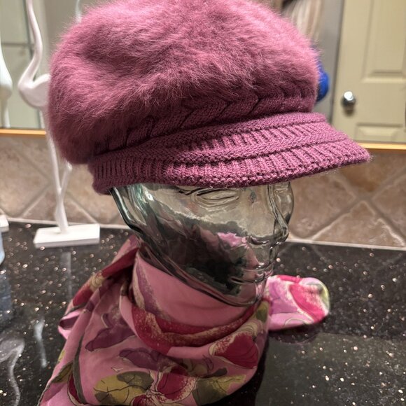 Angora Beanie Hat with Braided Band and Brim - so cute! - Picture 2 of 9